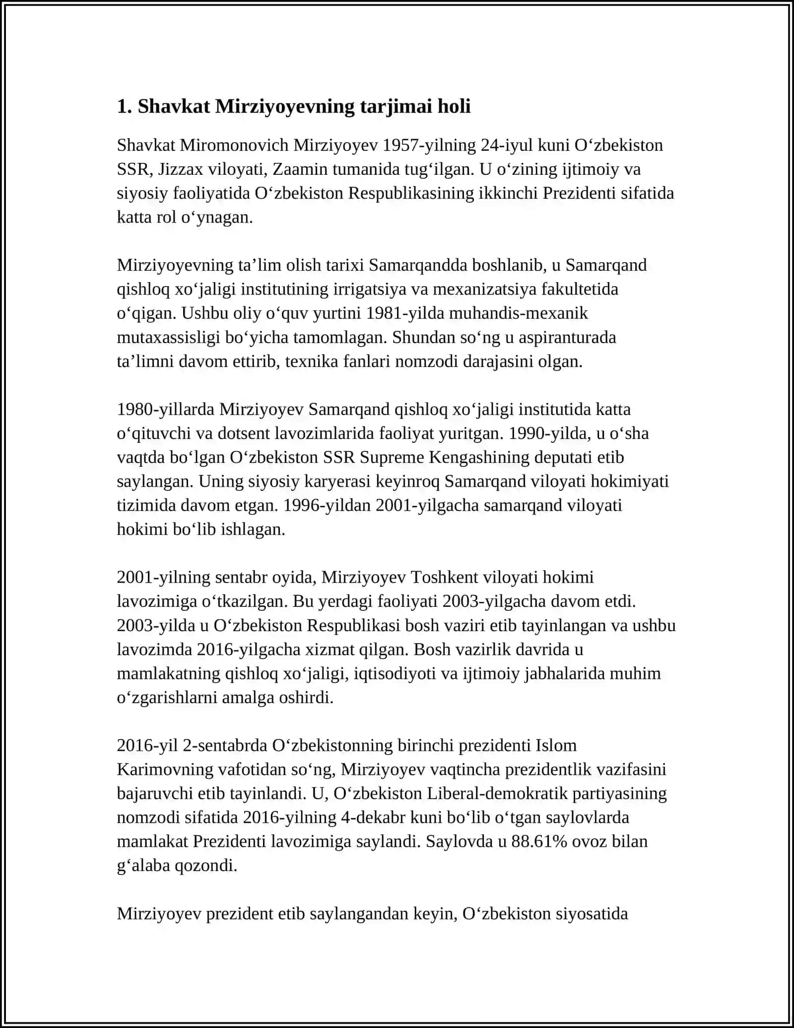 SHAVKAT MIRZIYOEV HAYOTI VA IJODI YANGI OʻZBEKISTON STRATEGIYASI 2024-2025-o'quv yili 3