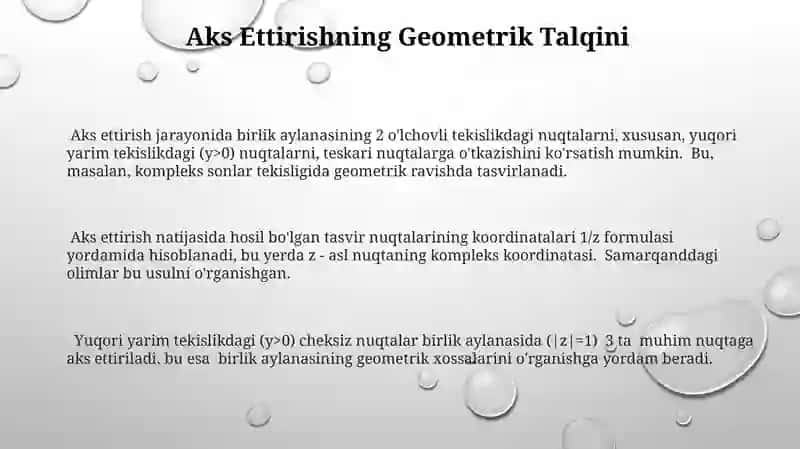 YUQORI YARIM TEKISLIKNI BIRLIK DOIRAGA AKSLANTIRISH 3