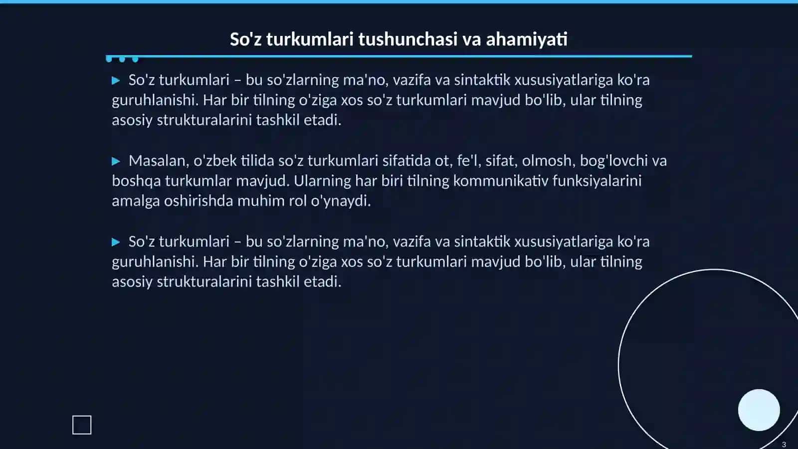 Turli tillarda so'z turkumlarini tasniflash tamoyillari 3