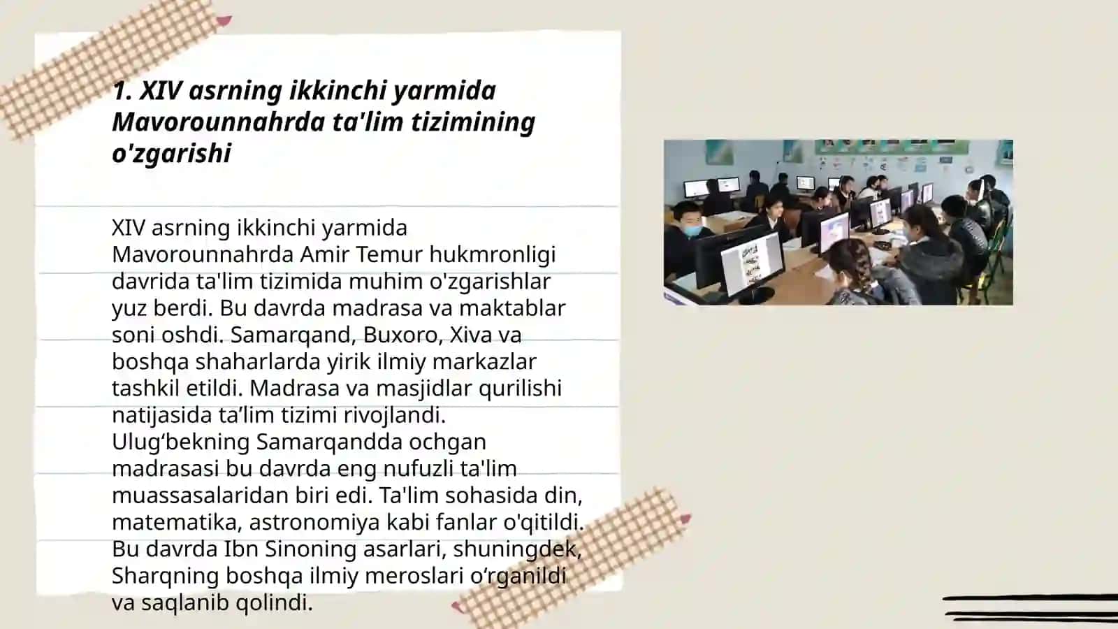 XIV asrning ikkinchi yarmi va XVI asrda Mavorounnahrda tarbiya, maktab pedagogik fikrlar rivoji 3