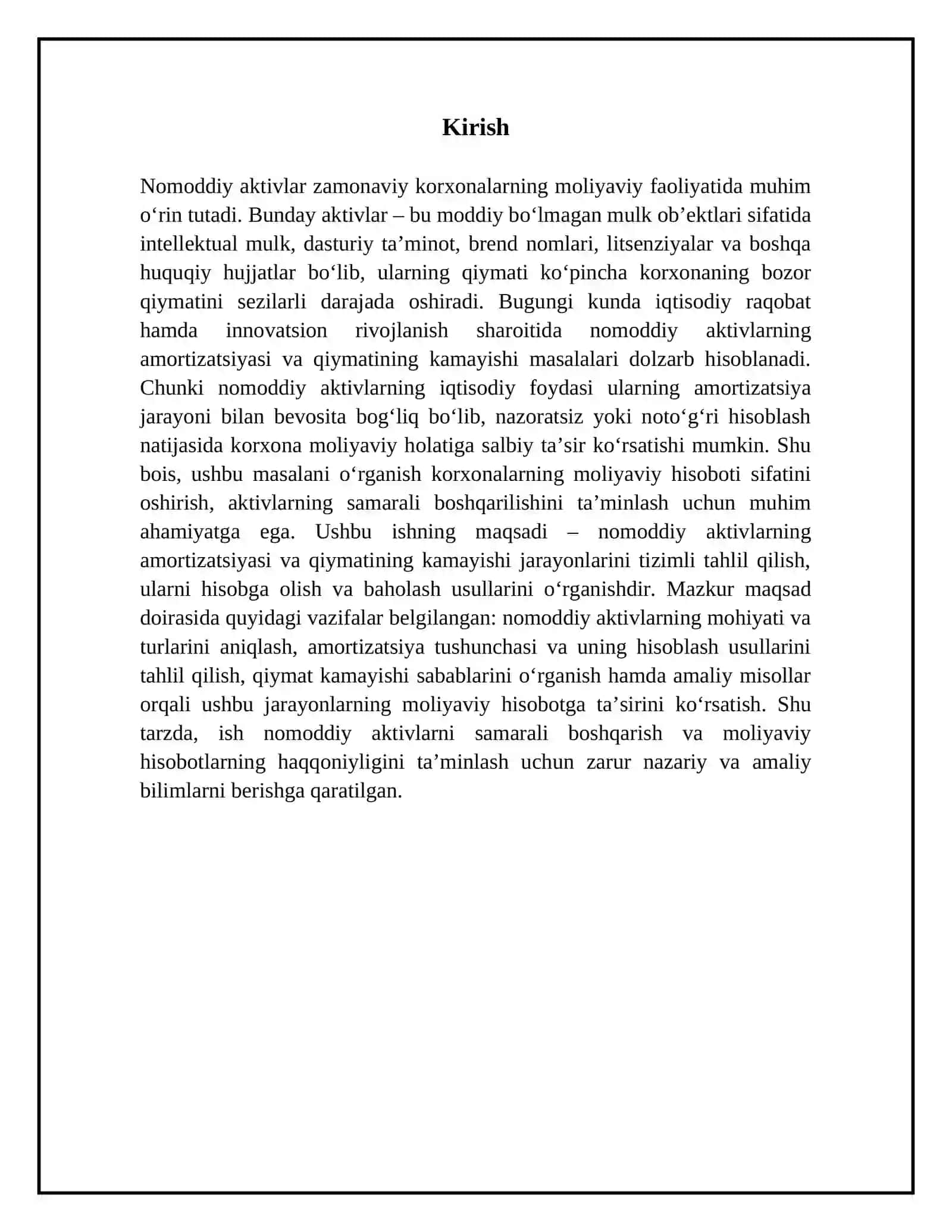 Nomoddiy aktivlar amortizatsiyasi va qiymati kamayishi 3