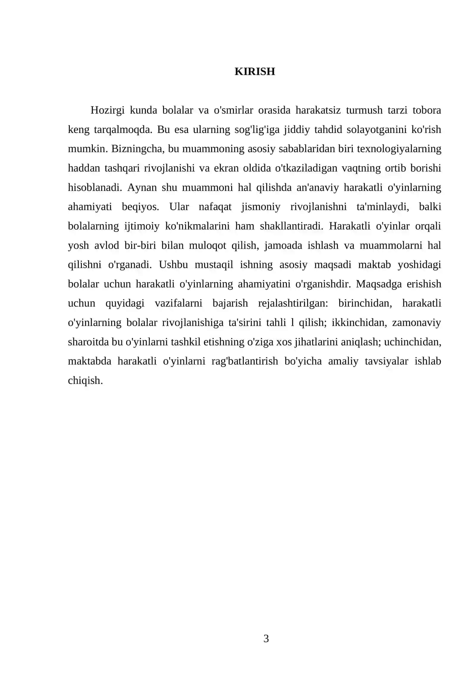 Harakatli o’yinlar 3