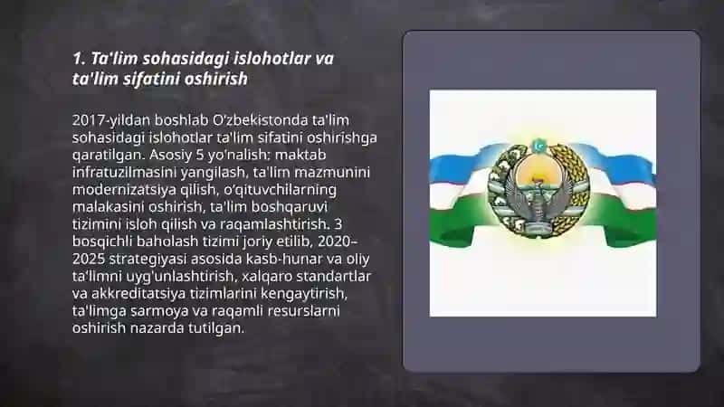 Ta'lim sohasidagi islohotlar va ta'lim sifatini oshirish 3