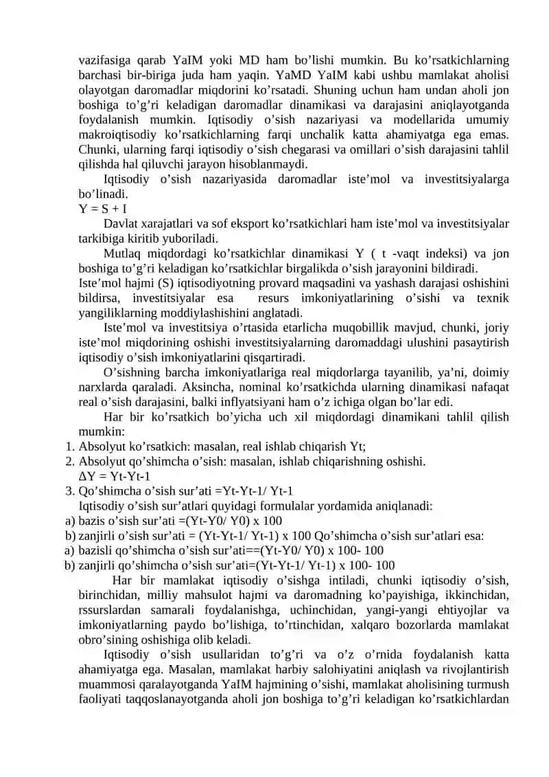 Iqtisodiy o’sishning mohiyati asosiy tavsifnomasi va modellari 3