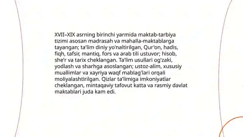 XVII-XIX asrning birinchi yarmida tarbiya, maktab va pedagogik fikrlar 3