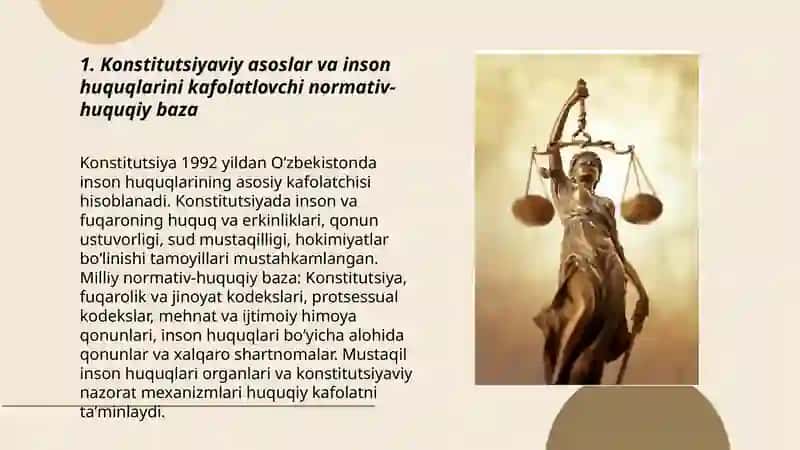 Konstitutsiyaviy Asoslar va Inson Huquqlarini Kafolatlovchi Normativ-huquqiy Baza 3