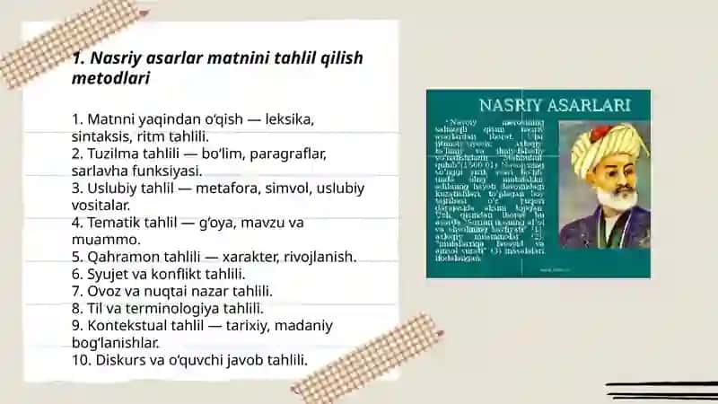 Nasriy asarlar matni ustida ishlash boʻyicha taqdimot 3