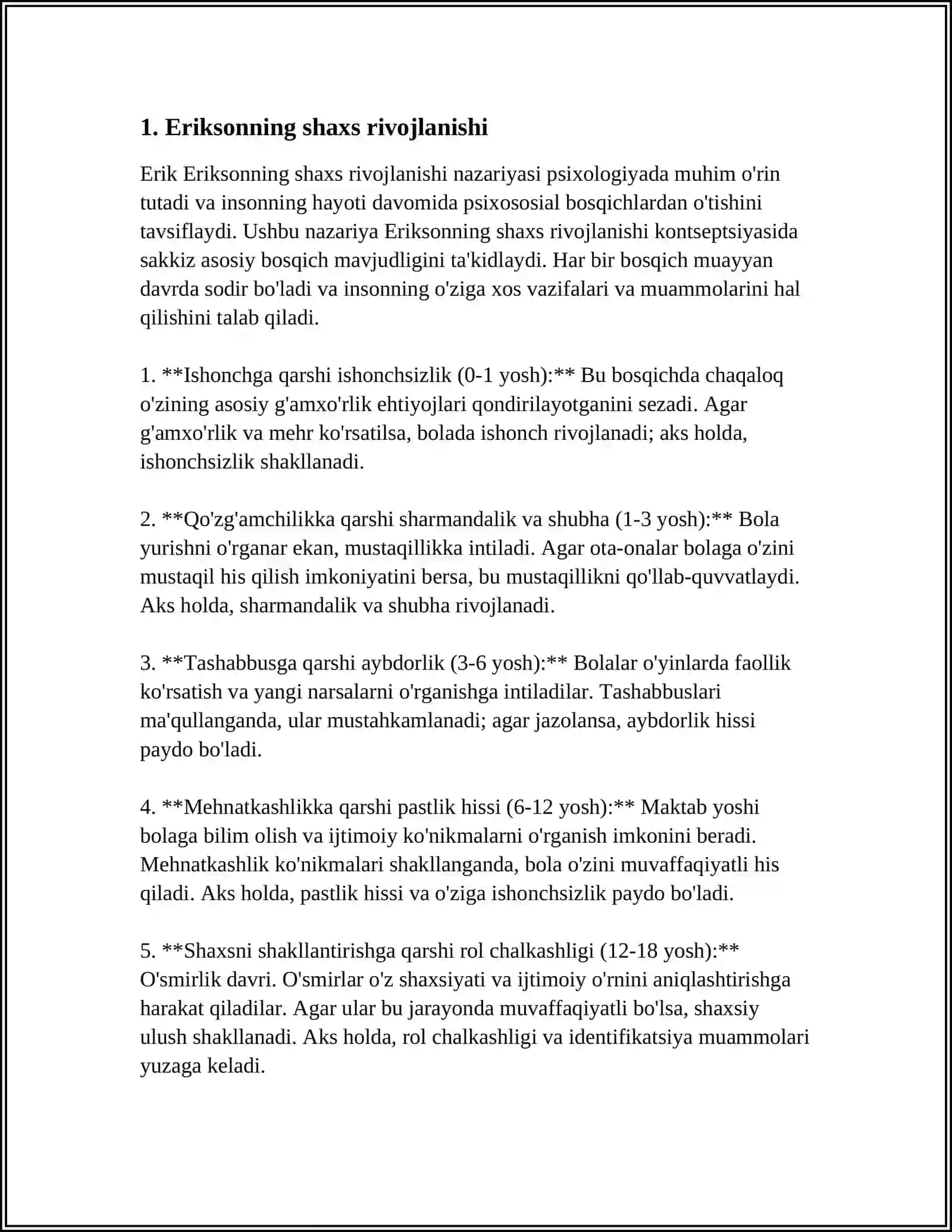 ERIKSONNING SHAXS RIVOJLANISHI POSIXOIJTIMOIY NAZARYASI 3