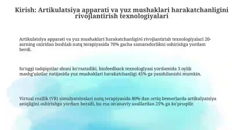 Artikulyatsion apparat va yuz mushaklari harakatchanligini rivojlantirish texnologiyalari 3