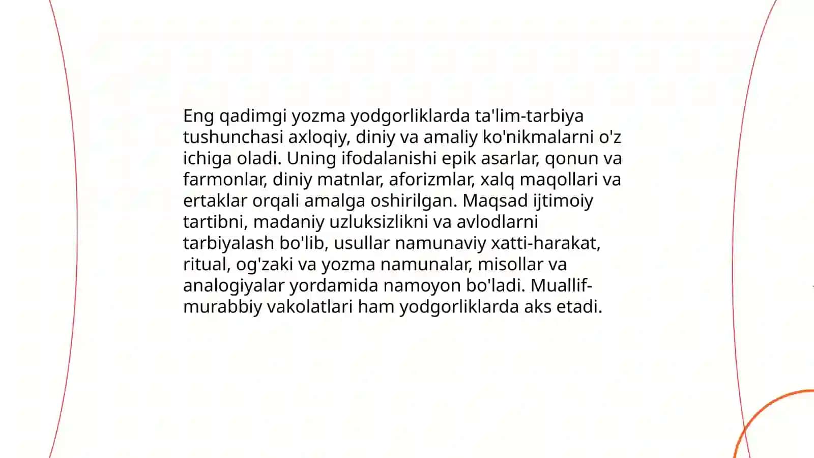 Eng qadimgi yozma yodgorliklarda ta'lim-tarbiya masalalari 3