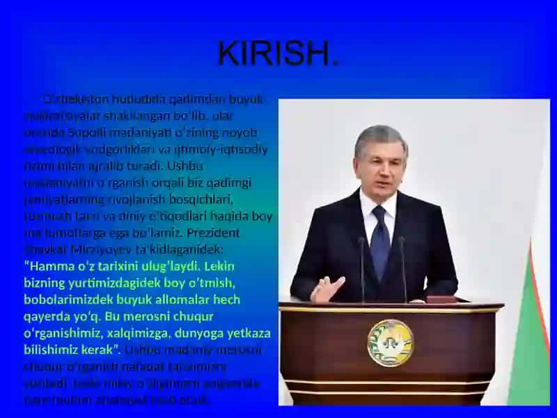 Arxeologiya yonalishi talabasi Faxriddin Hamrayevning Bitiruv malakaviy ishslaydtaqdimoti 3