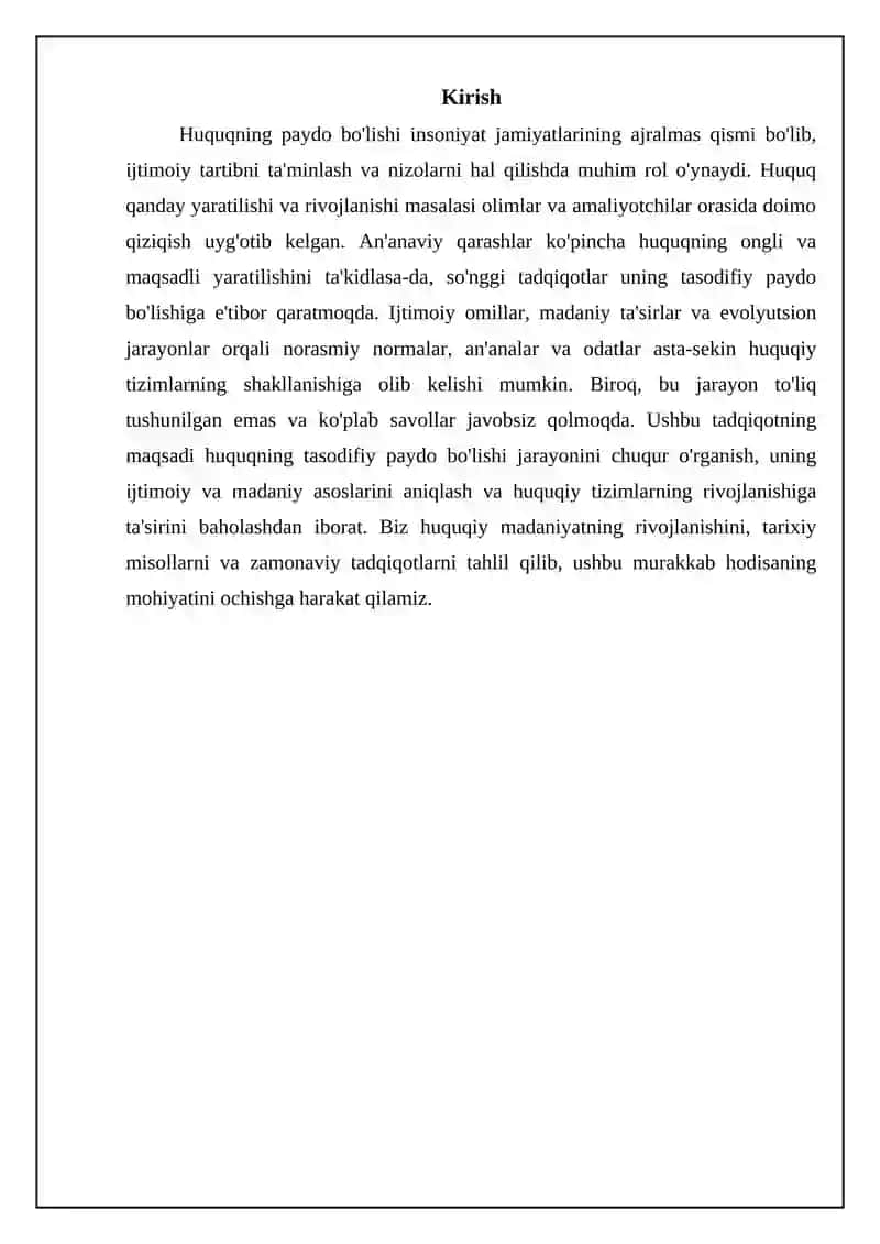 Huquqning tasodifiy paydo bo'lishi: asosiy omillar 3