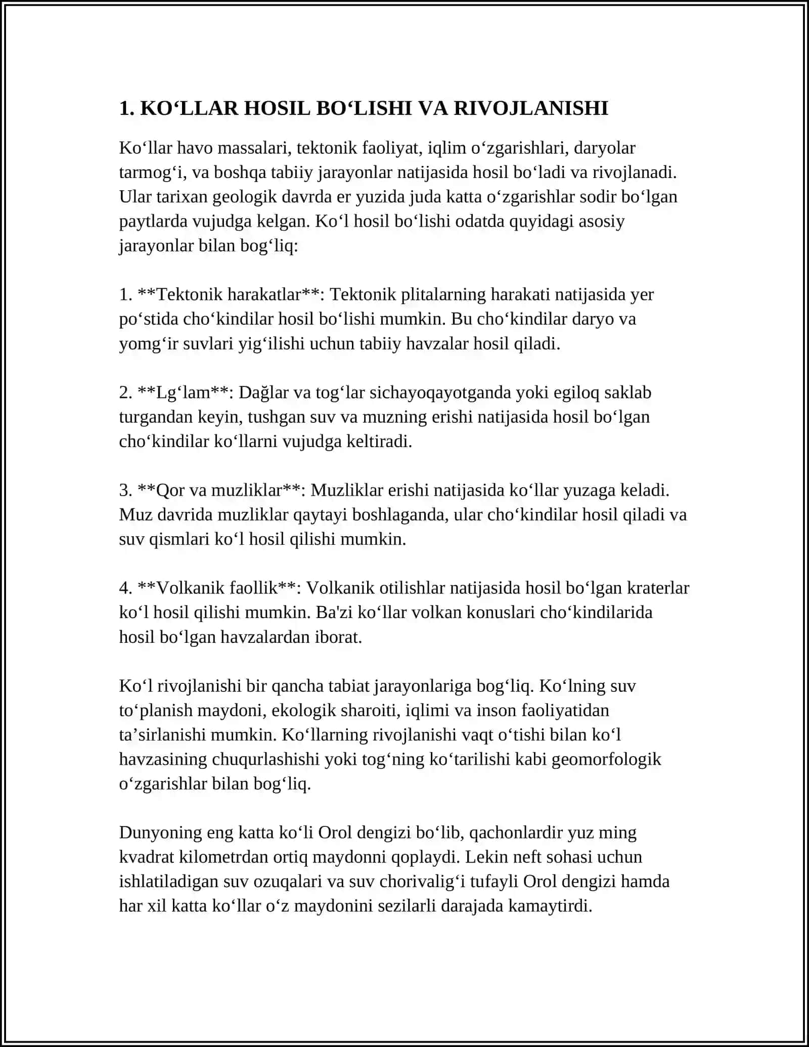 KOʻL VA BOTQOQLIKLARNING GEOLOGIK ISHI. DENGIZLARNING GEOLOGIK ISHI 3