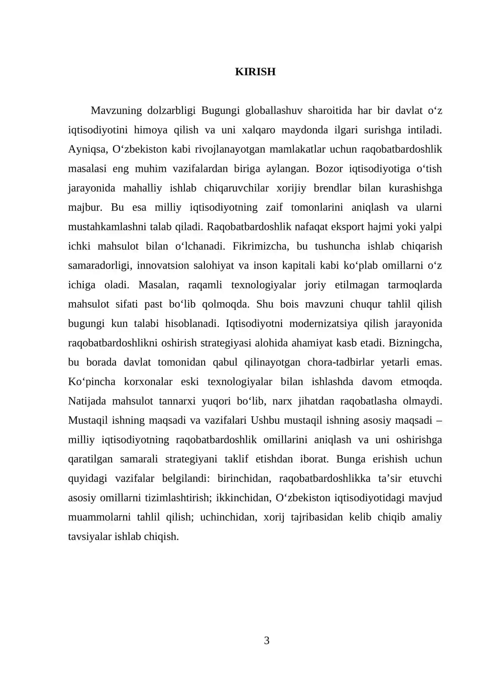Milliy iqtisodiyotning raqobatbardoshlik omillari va uni oshirish strategiyasi 3