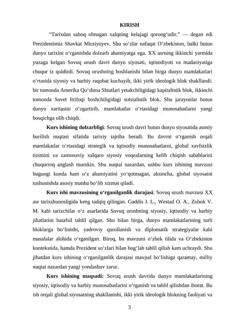Sovuq urush davrida dunyo mamlakatlari 3