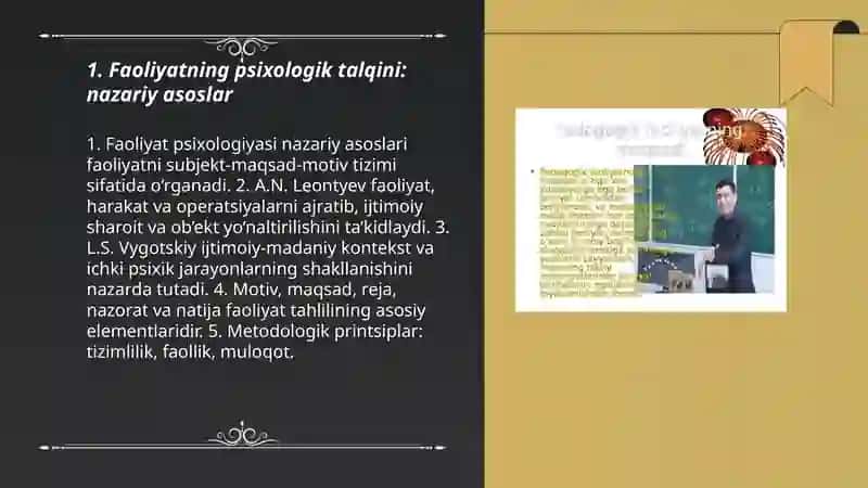 Faoliyatning psixologik talqini 3