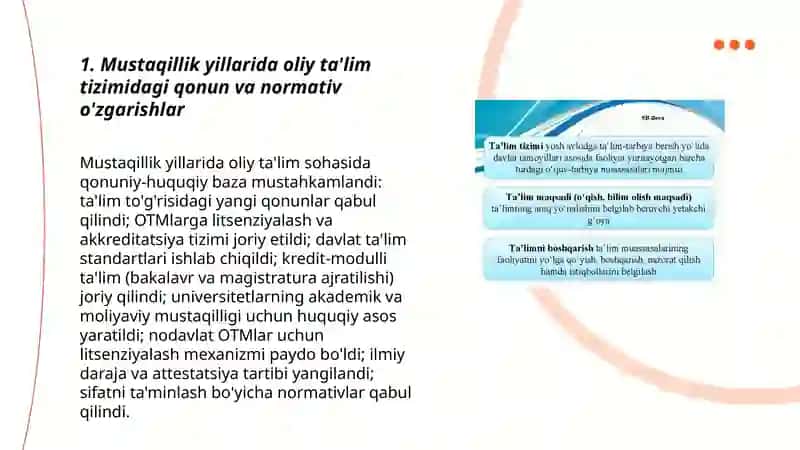 Yangi O'zbekistonda oliy ta'lim va ilm-fan sohasidagi islohotlar 3