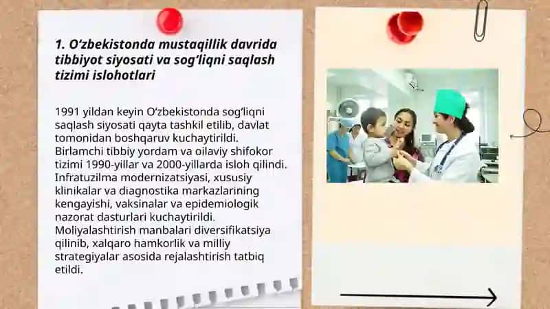 Ôzbekistonda mustaqillik davrida tibbiyotning rivojlanishi 3