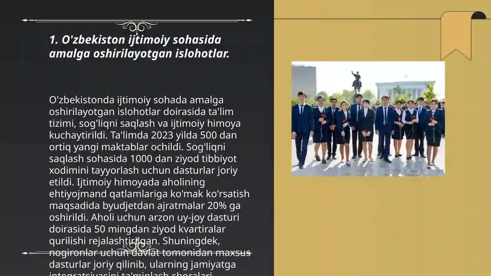 Uzbekistonda ijtimoiy sohada o'zgarishlar 3