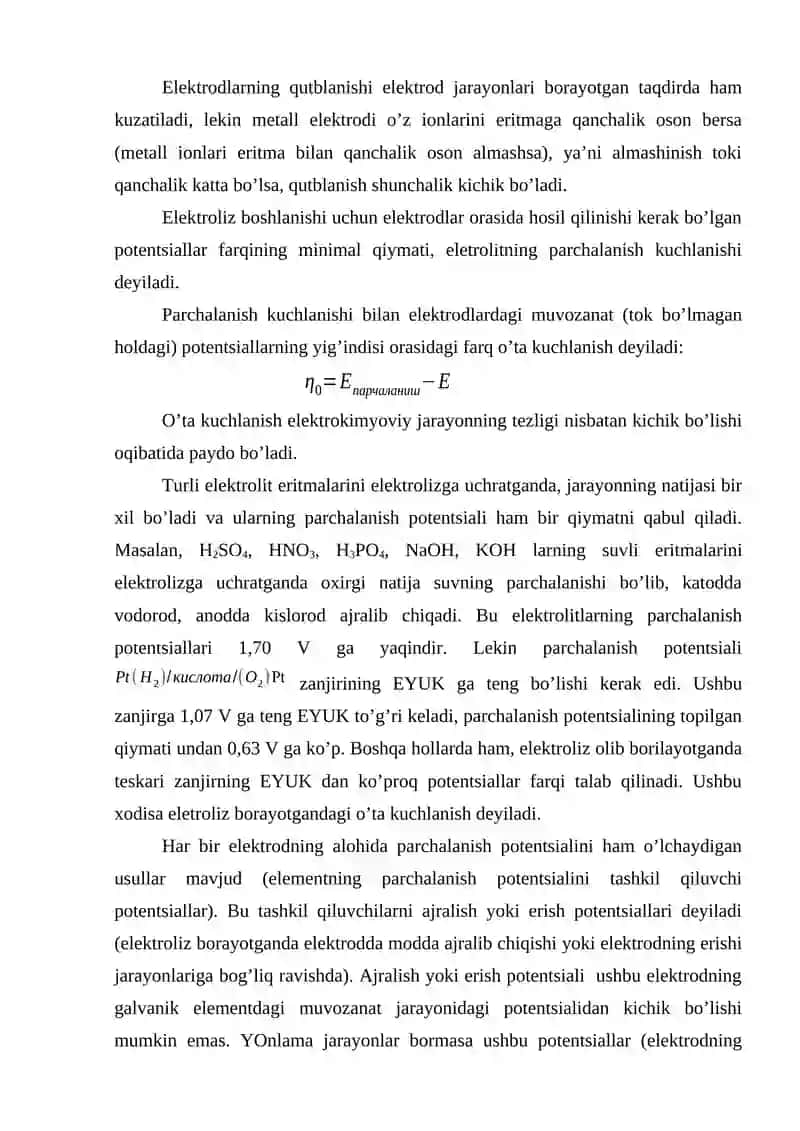 Elektrokimyoviy jarayonlarning kinetikasi 3