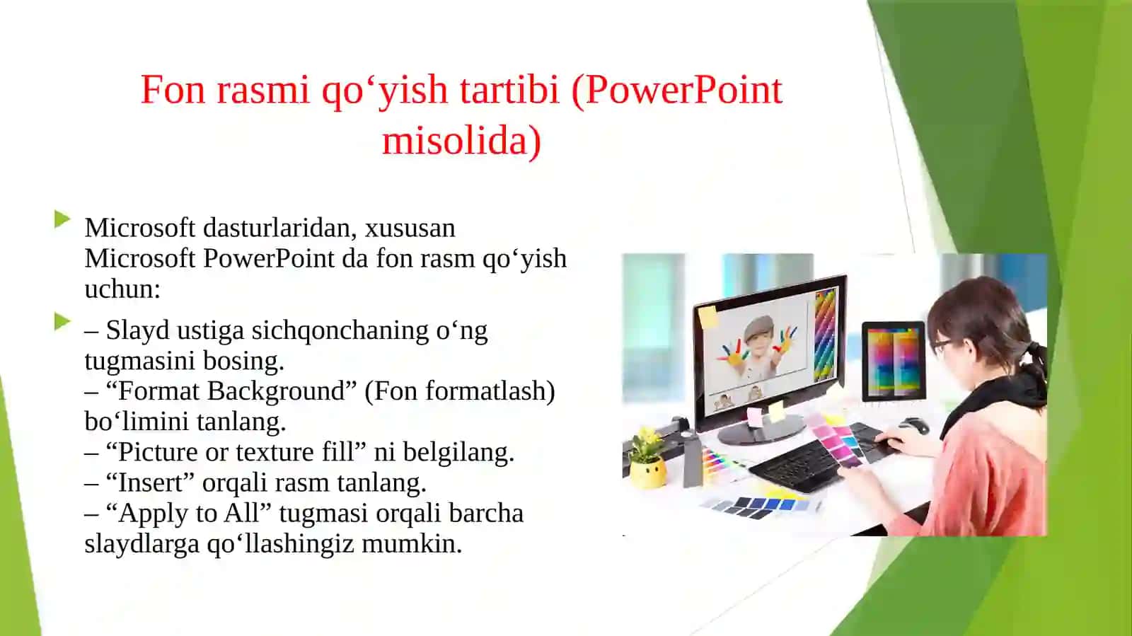 Fon sifatida qo‘yilgan rasm bilan ishlash 3
