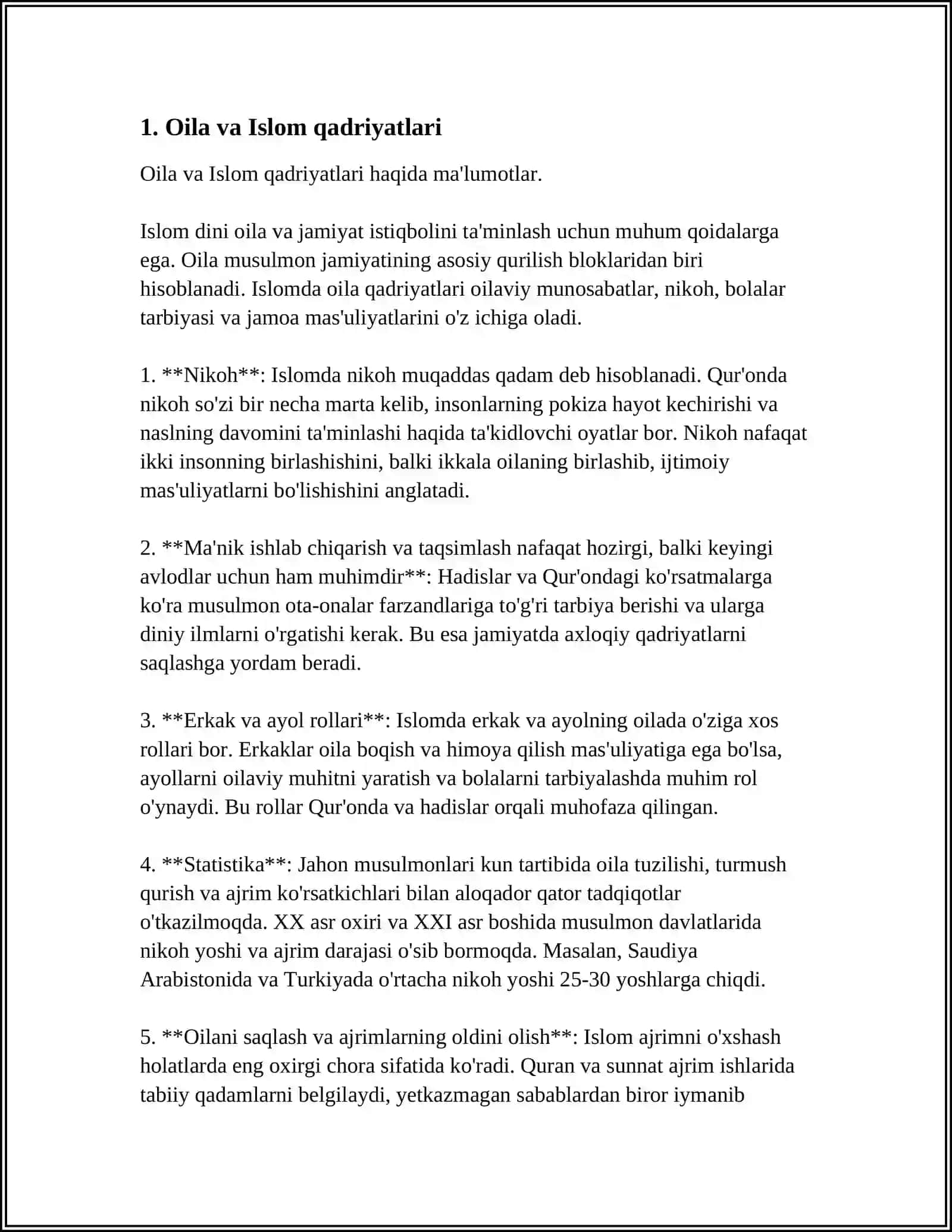 SHAYX MUXAMMAD SODIQ MUHAMMAD YUSUF ''BAXTIYOR OILA ''ASARIDA ISLOM QADRIYATLARINING TALQINI 3