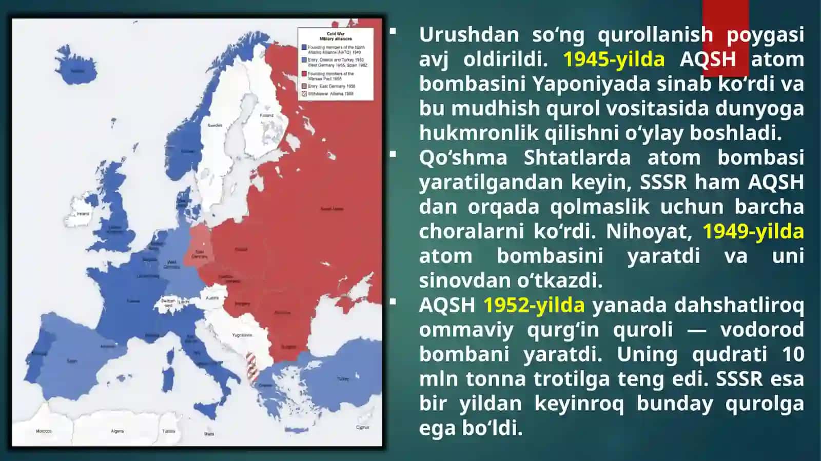 1946-1990-YILLARDA QUROLLANISH POYGASI VA “SOVUQ URUSH” DAVRI 3