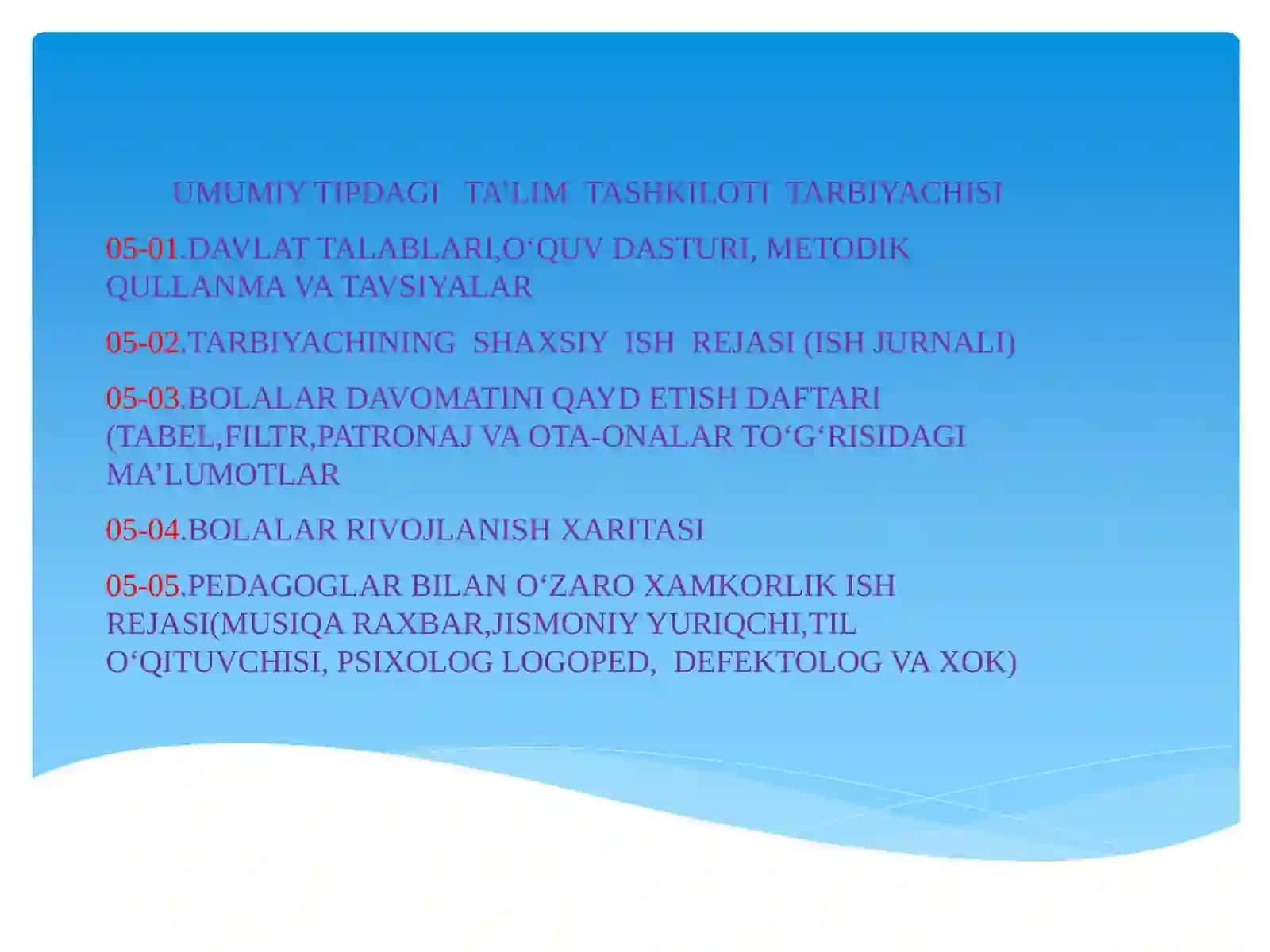 O’quv-tarbiyaviy faoliyatni rejalashtirish bolalar davomatini qayd etish daftariva Bolalar rivojlanish xaritasi 3