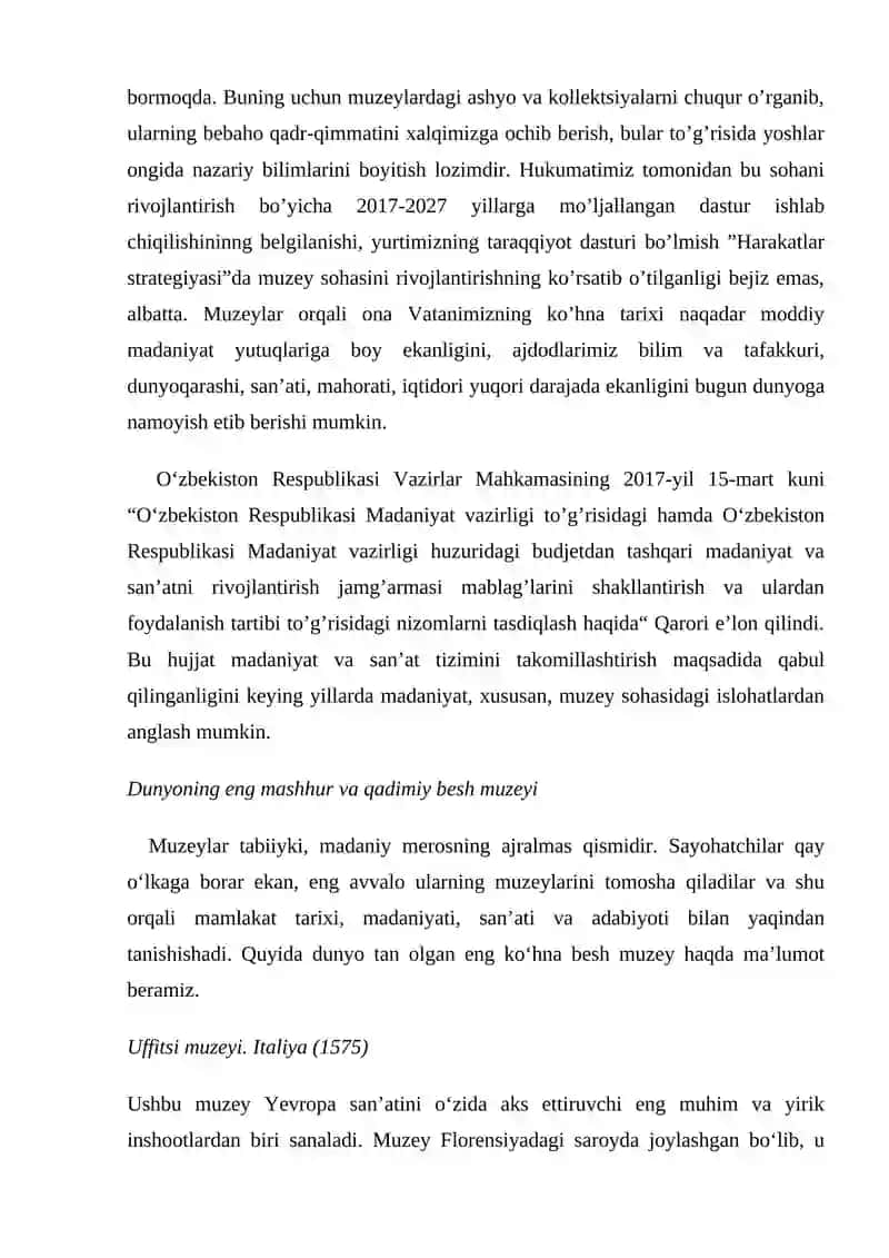 O'zbekistondagi muzeylar faoliyati haqida 3