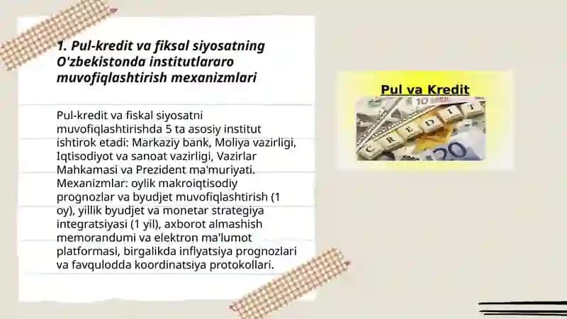 Pul-kredit va fiksal siyosatning muvofiqlashtirilishi: O'zbekiston amaliyoti 3