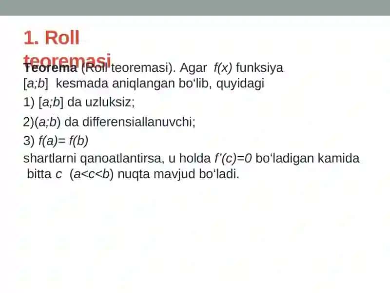 Differensial hisobning asosiy teoremalari 3
