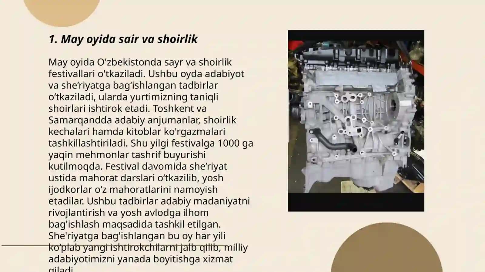 May, soqiy, tarso, jom, xarobot timsollari keltirilgan baytlarni to'plash 3