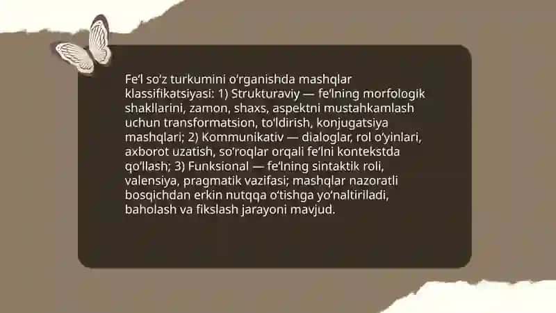 Mashqlar turlarining klassifikatsiyasi 3
