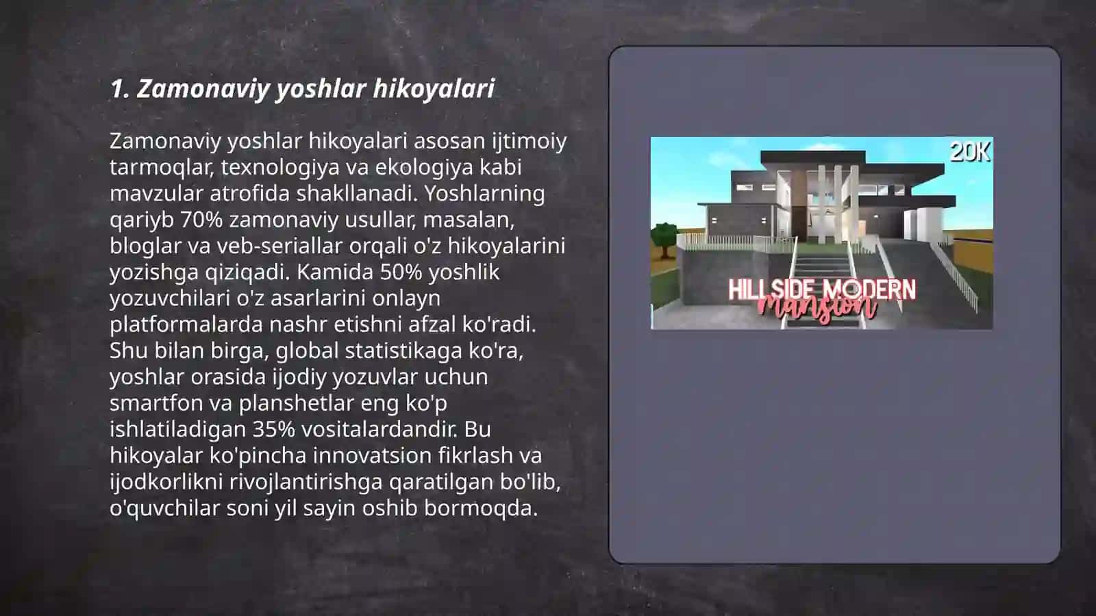 Zamonaviy yoshlar hikoyalari 3