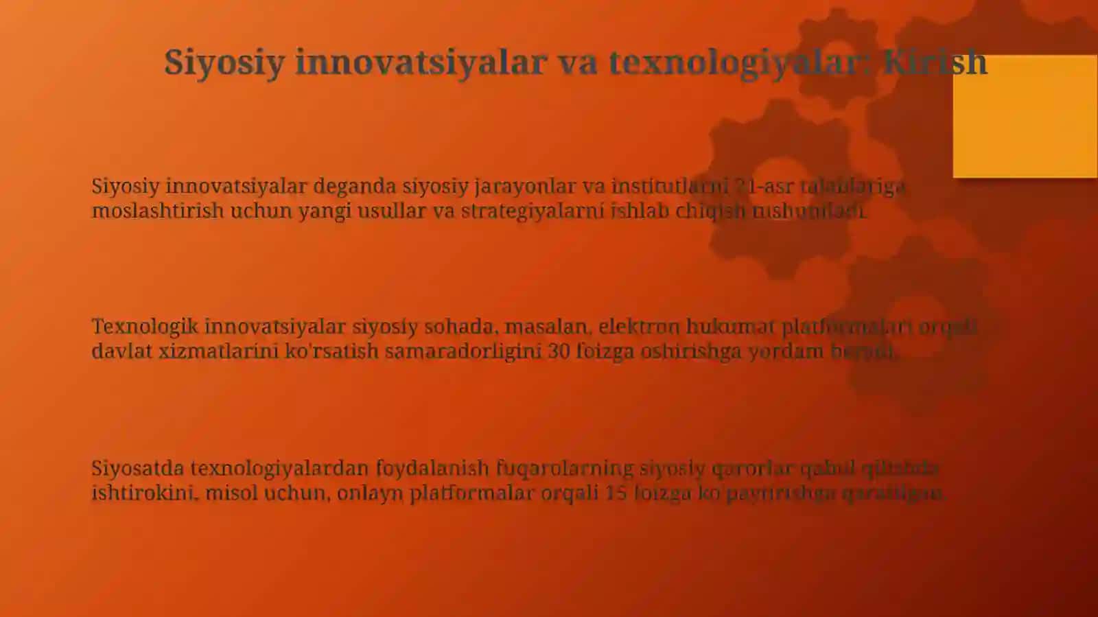 Siyosiy innovatsiyalar va texnologiyalar 3