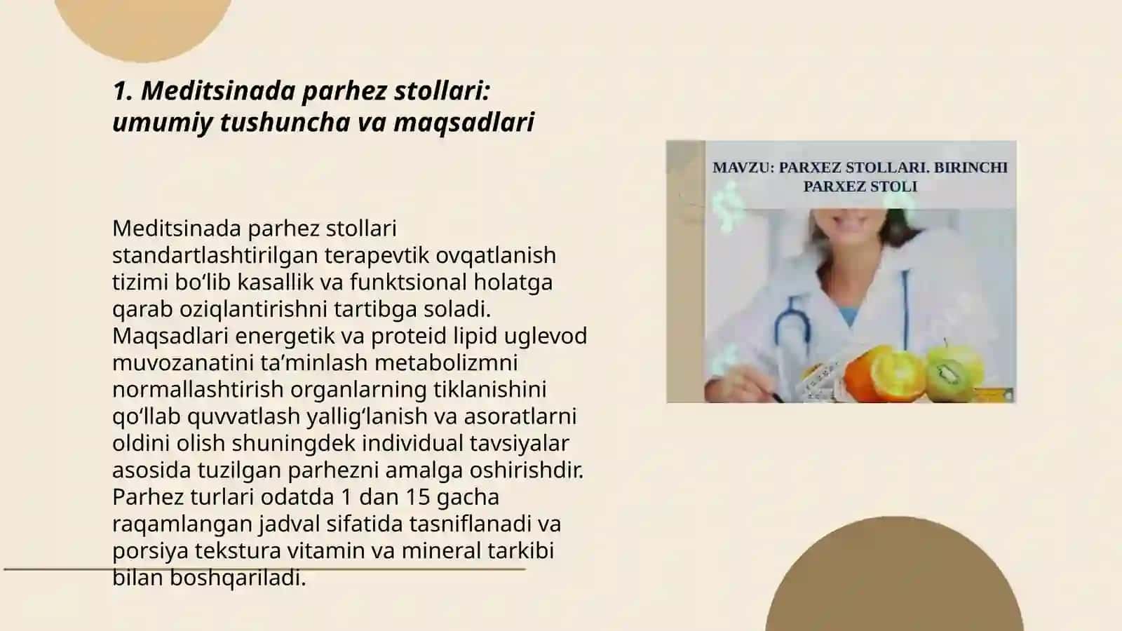 Meditsinada parhez stollari 3