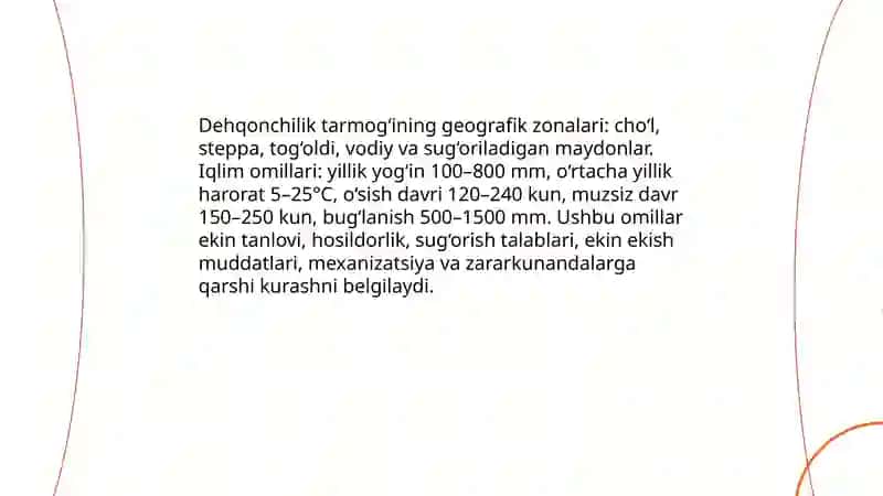 Sanoat va qishloq xo‘jaligi geografiyasi fanining dehqonchilik tarmog‘i 3