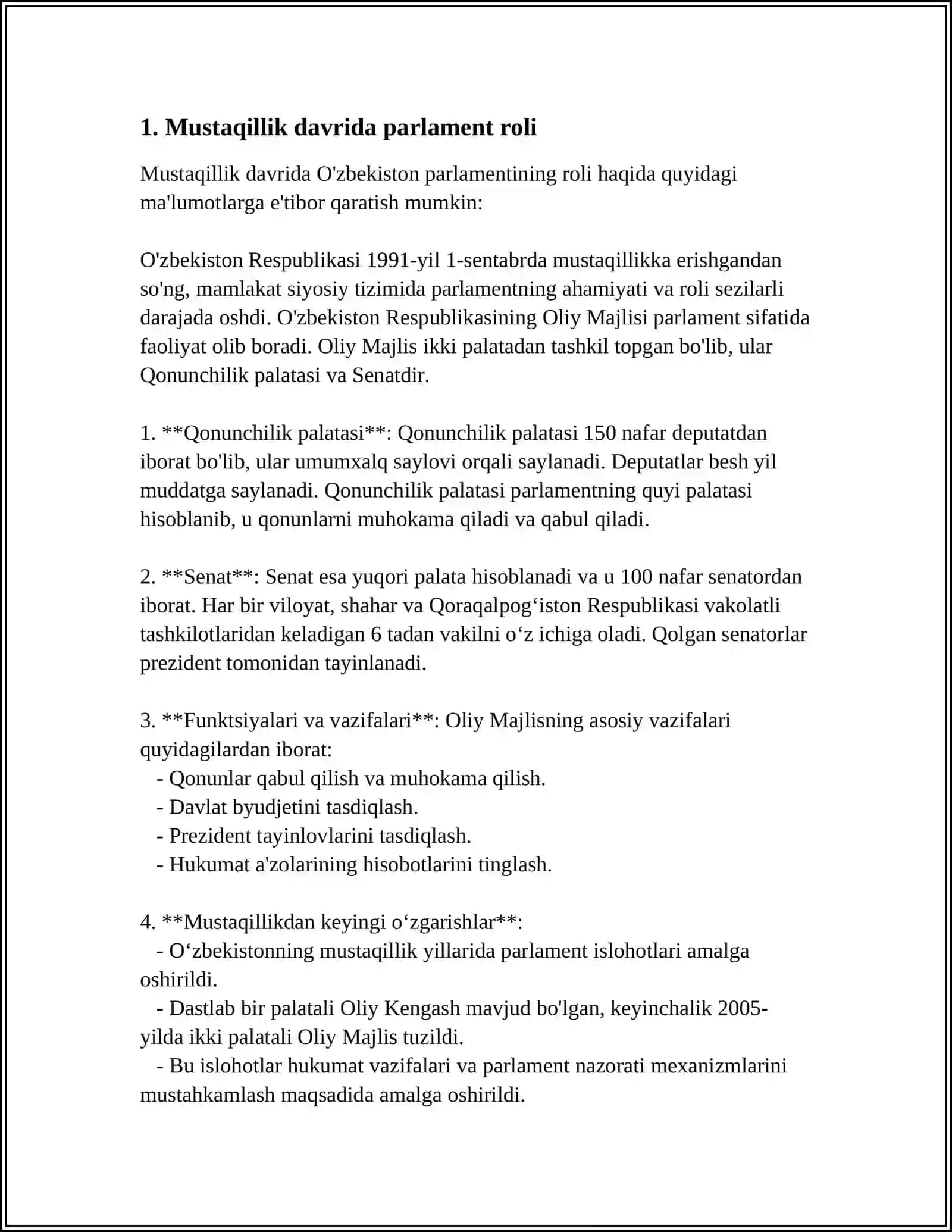 MUSTAQILLIK YILLARIDA PARLAMENT ISLOHOTLARI 3