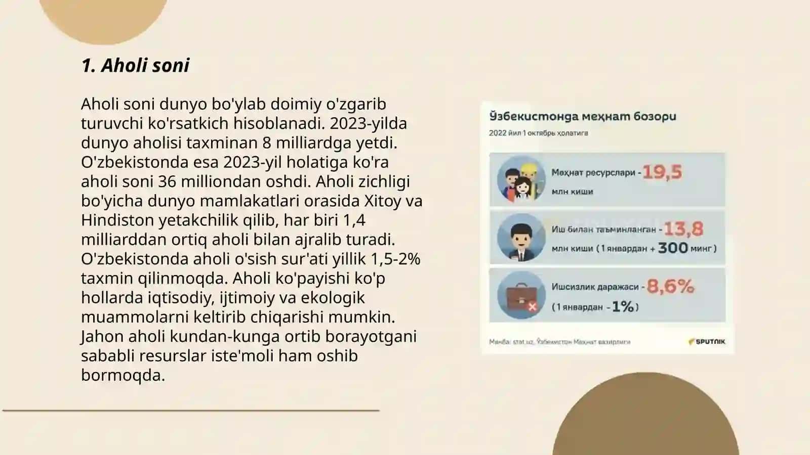 Ózbekiston aholisi va mehnat resurslari 3