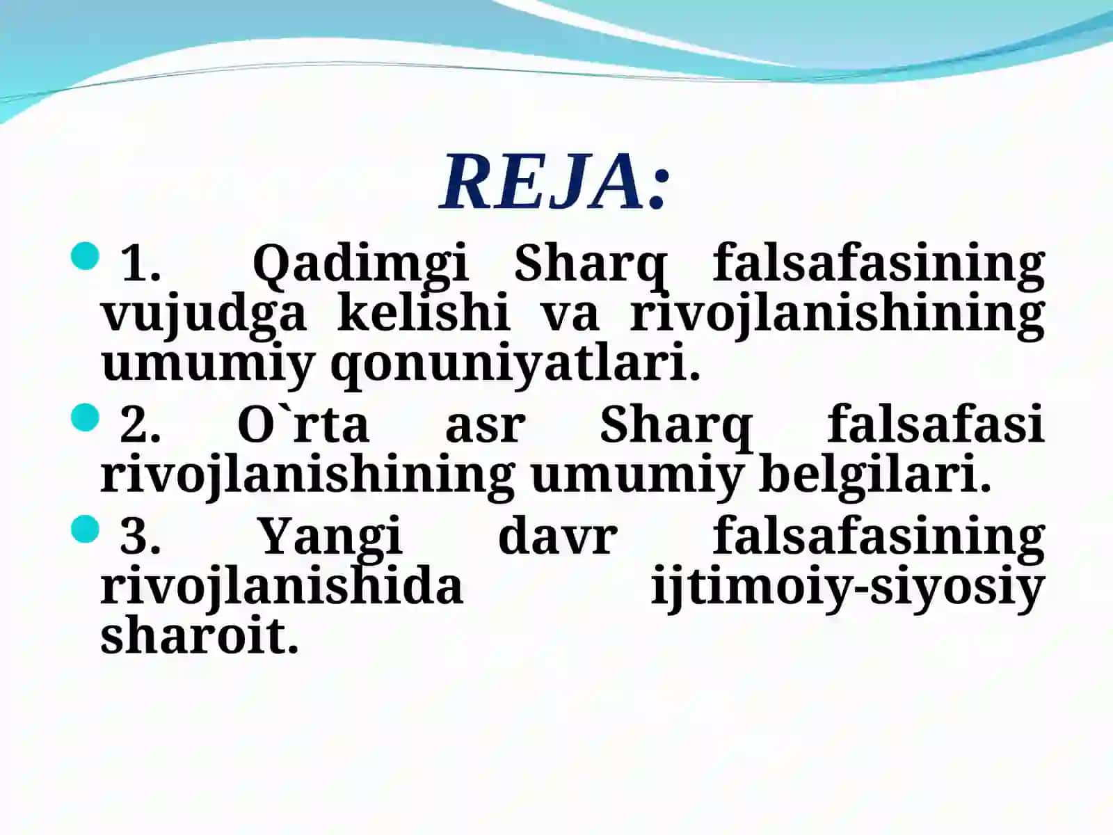 FALSAFIY TAFAKKUR TARAQQIYOTI BOSQICHLARI: SHARQ FALSAFASI 3