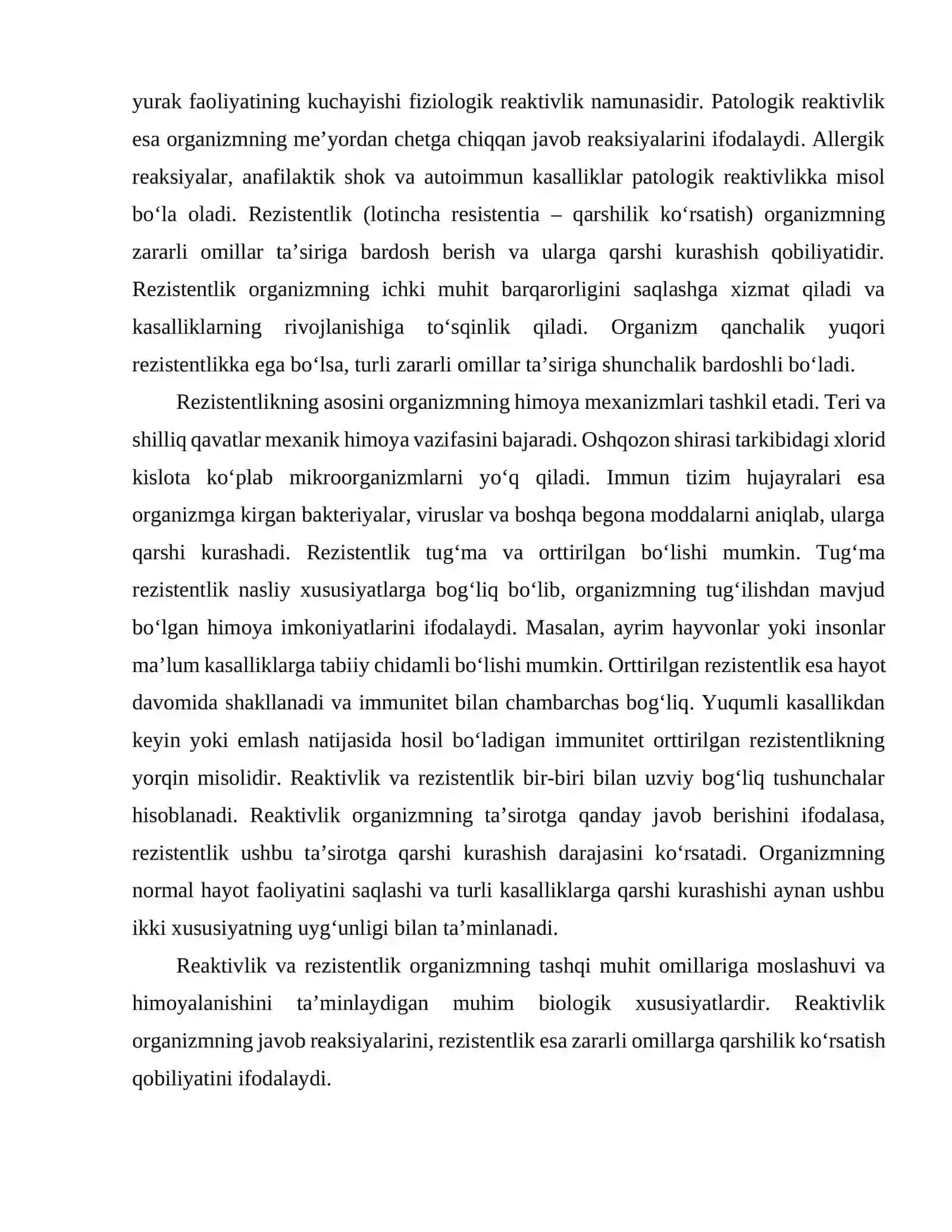 Reaktivlik va rezistentlik tushunchalari orasidagi o'zaro munosabat 3