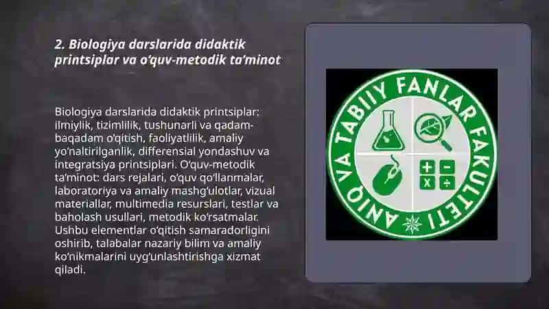 Pedagogika oliy ta’limda Biologiya o‘qitishning mazmuni Nizomova Bashoratxon 3