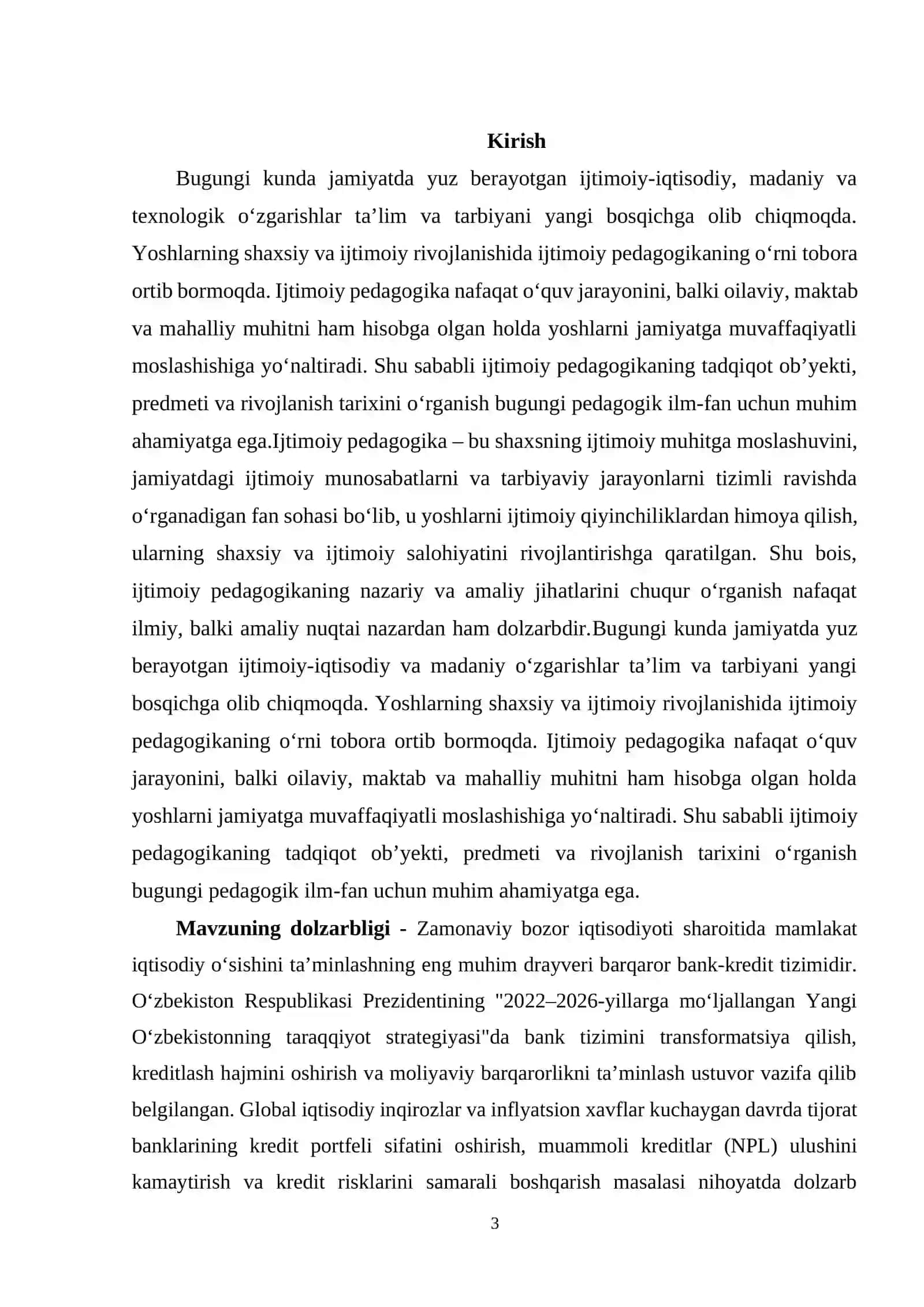 O’zbekiston Respublikasi kredit tizimi barqarorligini ta’minlash yo’llari 3