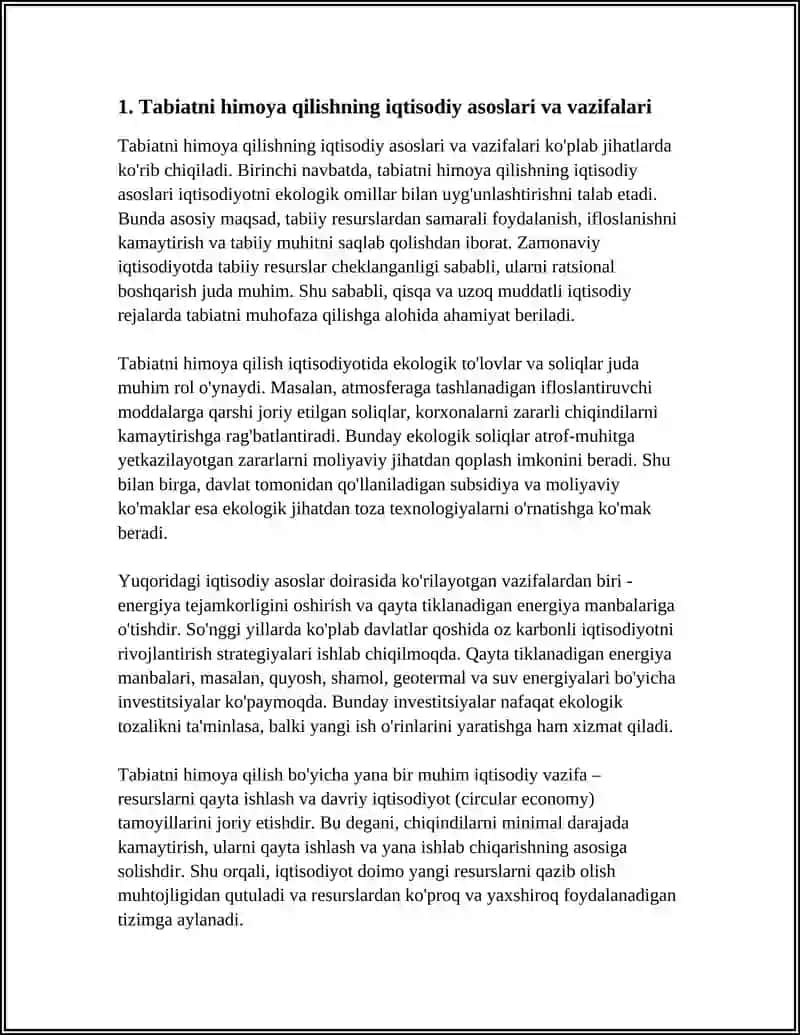 TABIATNI HIMOYA QILISHNI IQTISODIY TAHLILI 3