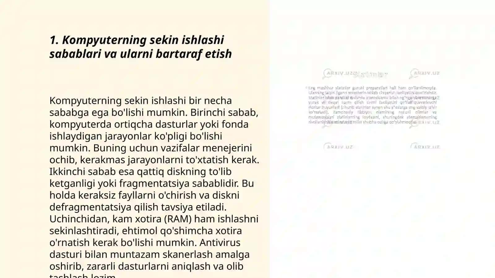 Kompyuterda sodir bo'ladigan nosozliklar va ularning oldini olish 3
