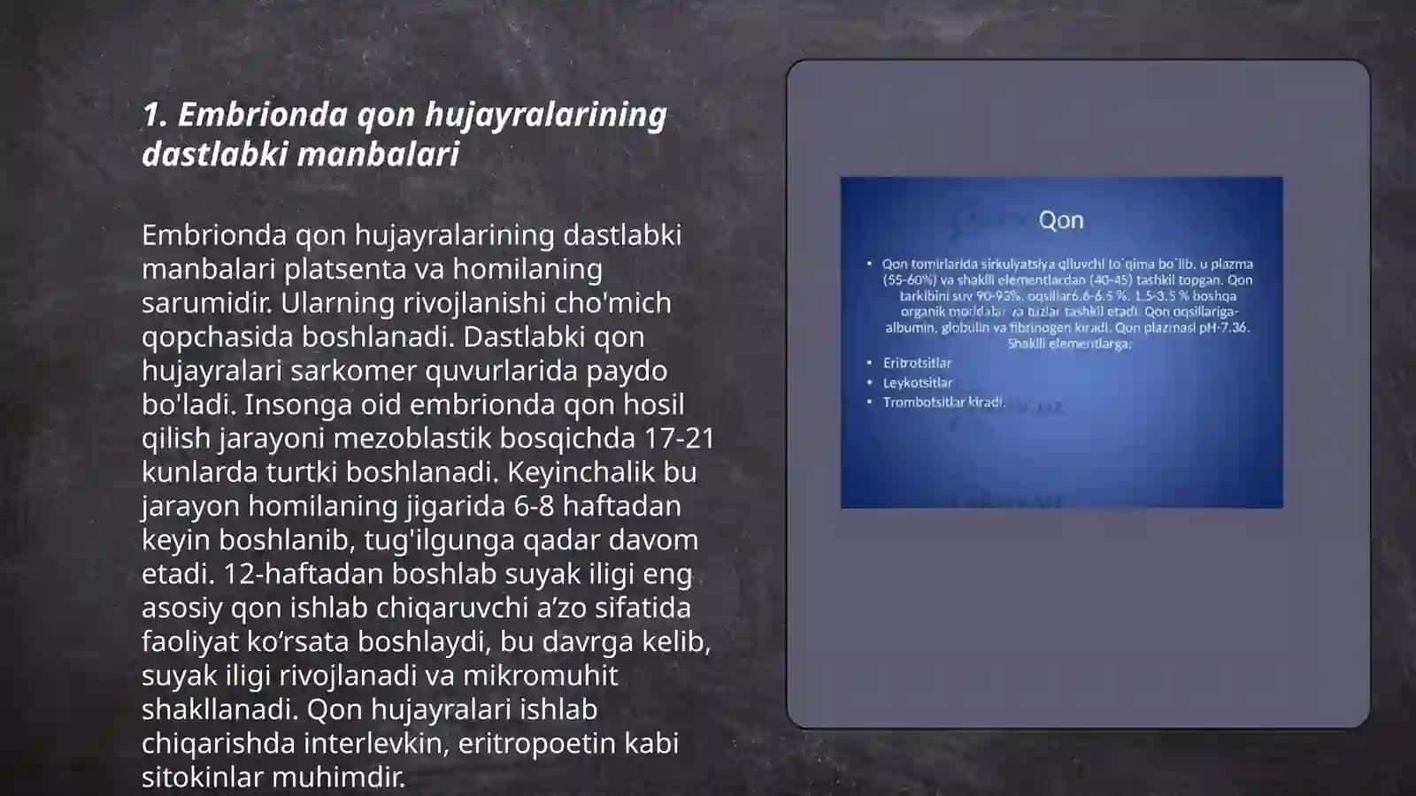 Qon yaratilishi(Gemopoez). Embrionda qon yaratilishi. Voyaga yotgan organizmda qon yaratilishi 3