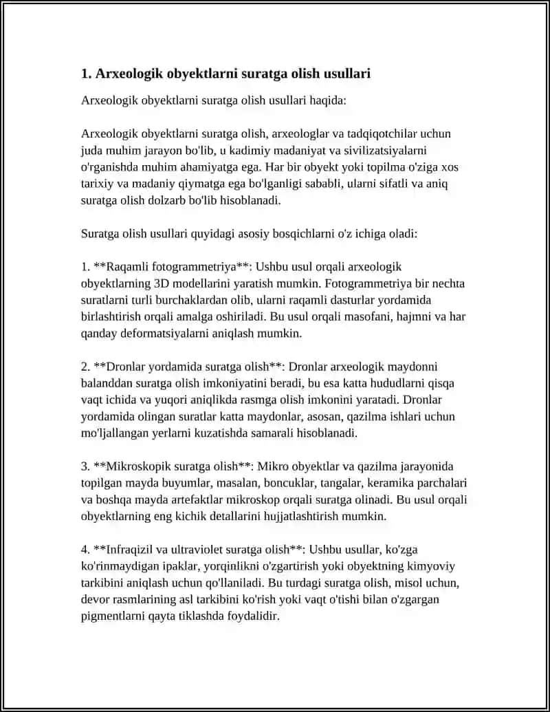 ARXEOLOGIK INSHOOTLARNI SURATGA OLISH 3