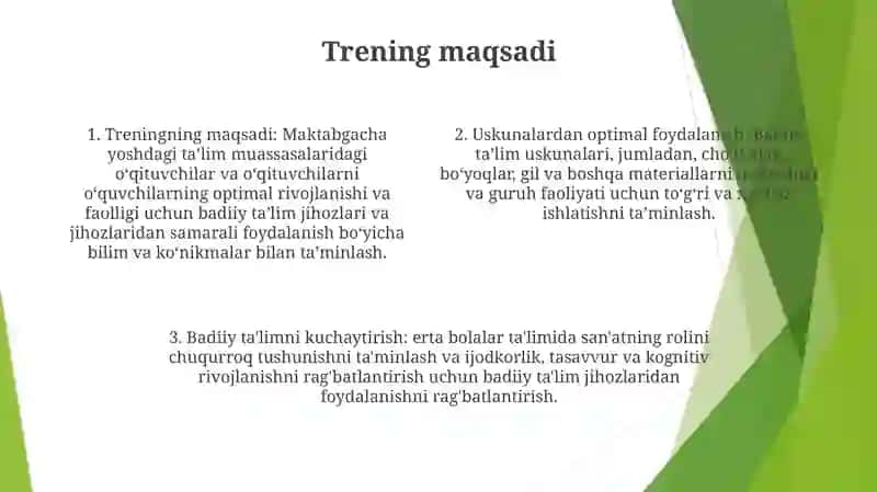Tasviriy Faoliyat Mashg'ulotlari Jihozlaridan To'g'ri Foydalanishga O'rgatish 3