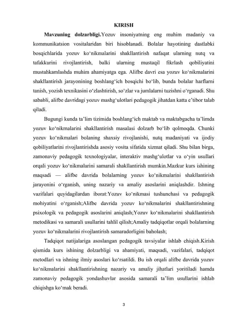 ALIFBE DAVRIDA YOZUV KO‘NIKMALARINI SHAKLLANTIRISH. 3