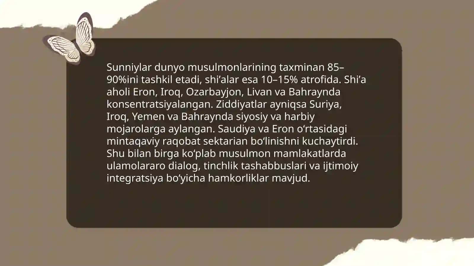 Islomdagi oqim va yoʻnalishlarning hozirgi kundagi koʻrinishi 3